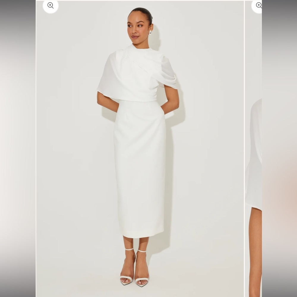 Odd Muse Gathered Midi Dress- draped dress